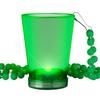 FlashingBlinkyLights Light Up Green Shot Glass on Party Bead Necklaces (Set of 12) view 3
