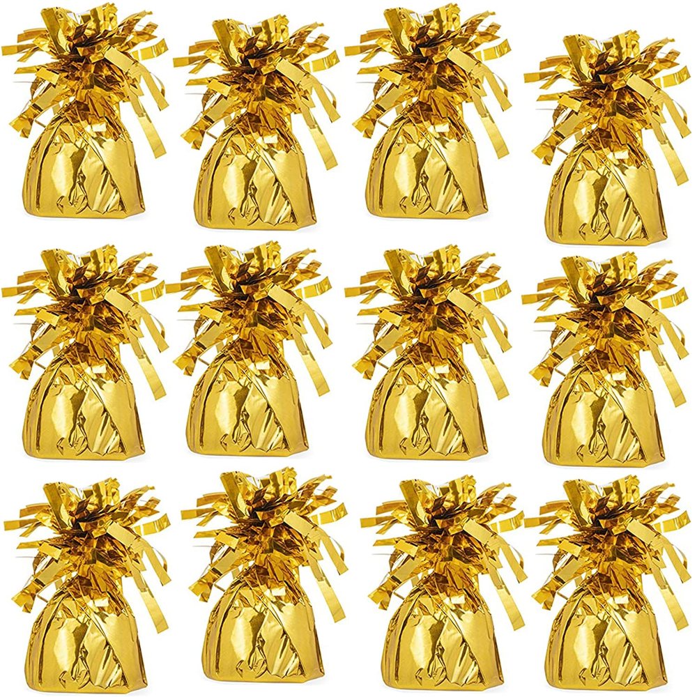 Metallic Balloon Weights, Birthday Party Favors, Novelty and Gag Gifts, 5.5" Inches, 12-Pack (Gold)