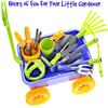 Dimple Garden Wagon & Tools Toy Set Premium 15 Piece Gardening Tools & Wagon Toy Set  Sturdy & Durable - Top Yd, Beach, Sand, Garden Toy - Great for Kids & Toddlers (Garden Toy Set), Green (2 Pack) view 2