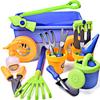 Dimple Garden Wagon & Tools Toy Set Premium 15 Piece Gardening Tools & Wagon Toy Set  Sturdy & Durable - Top Yd, Beach, Sand, Garden Toy - Great for Kids & Toddlers (Garden Toy Set), Green (2 Pack) view 3