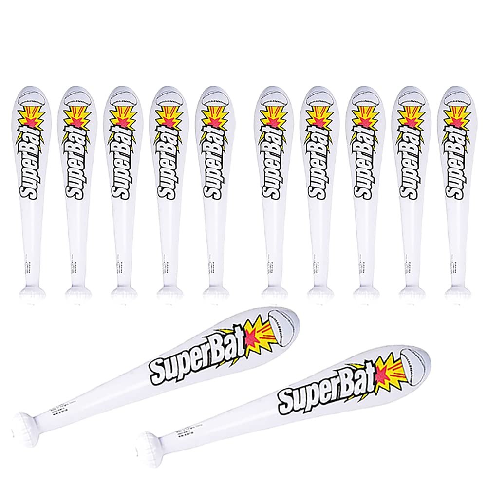 The Dreidel Company Large Baseball Bat Inflate, (12-Pack) Perfect for Kids, Bag Fillers, Classroom Prizes, Event Decorations, Ideal Party Favors, 24" Tall (12-Pack)