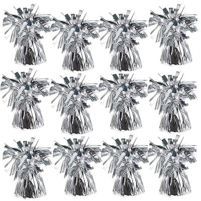 Metallic Balloon Weights, Birthday Party Favors, Novelty and Gag Gifts, 5.5" Inches, 12-Pack (Silver)