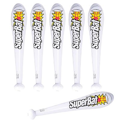 The Dreidel Company Large Baseball Bat Inflate, (6-Pack) Perfect for Kids, Bag Fillers, Classroom Prizes, Event Decorations, Ideal Party Favors, 24" Tall (6-Pack)