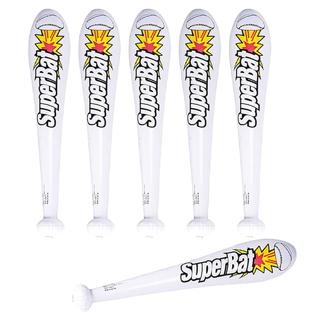 The Dreidel Company Large Baseball Bat Inflate, (6-Pack) Perfect for Kids, Bag Fillers, Classroom Prizes, Event Decorations, Ideal Party Favors, 24" Tall (6-Pack)