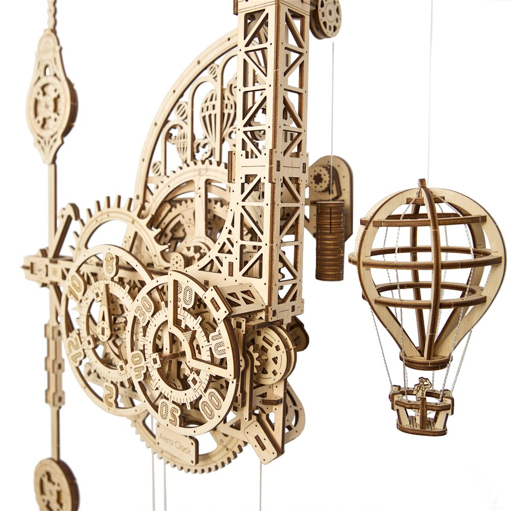 UGEARS Aero Clock Wooden 3D Puzzles for Adults - Mechanical Wooden Model Kits for Adults to Build, Wall Clock 3D Puzzle with Pendulum Model Kit, DIY Miniature Kit Crafts Gift for Christmas