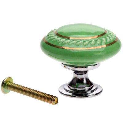 YUNSI Creative Handles 1pc Round Cabinet Knobs Ceramic Furniture Handles Door Drawer Cupboard Wardrobe Pull Handle Furniture Home Kitchen Accessories Hardware Handle (Color : Green)