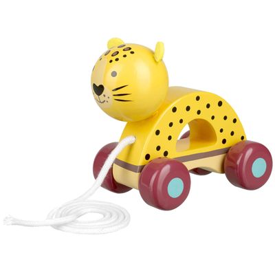 Orange Tree Toys: Pull Along: Leopard - Wooden Toy, Colorful Wheeled Character, Push-Pull, Encourage First Steps, FSC Certified, Toddler & Kids Age 1+