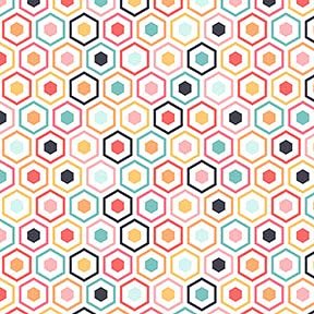 Itsy Bitsy Mini - Multi Color Retro Hexagon Tile - Dollhouse Wallpaper 1:12 Scale - Peel and Stick 12 inches x 18 inches Self-Adhesive
