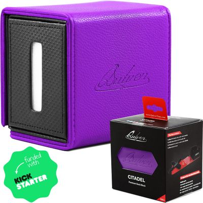 Quiver Time Purple Citadel Deck Block for Magic: the Gathering Cards - 100+ TCG Card Deckbox, Commander MTG Deck Box for Cards, Dice & Tokens, Custom Divider, Magnetic Closure