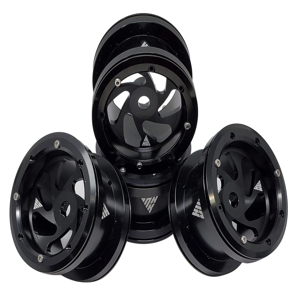 NHX RC 2.2'' Aluminum Beadlock Crawler Wheels Rims -Black 4pcs/Set