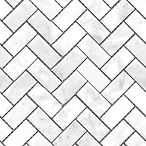 Itsy Bitsy Mini - Small Carrara Marble Herringbone Tile - Dollhouse Wallpaper 1:12 Scale - Peel and Stick 12 inches x 18 inches Self-Adhesive
