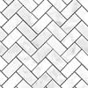 Itsy Bitsy Mini - Small Carrara Marble Herringbone Tile - Dollhouse Wallpaper 1:12 Scale - Peel and Stick 12 inches x 18 inches Self-Adhesive view 1