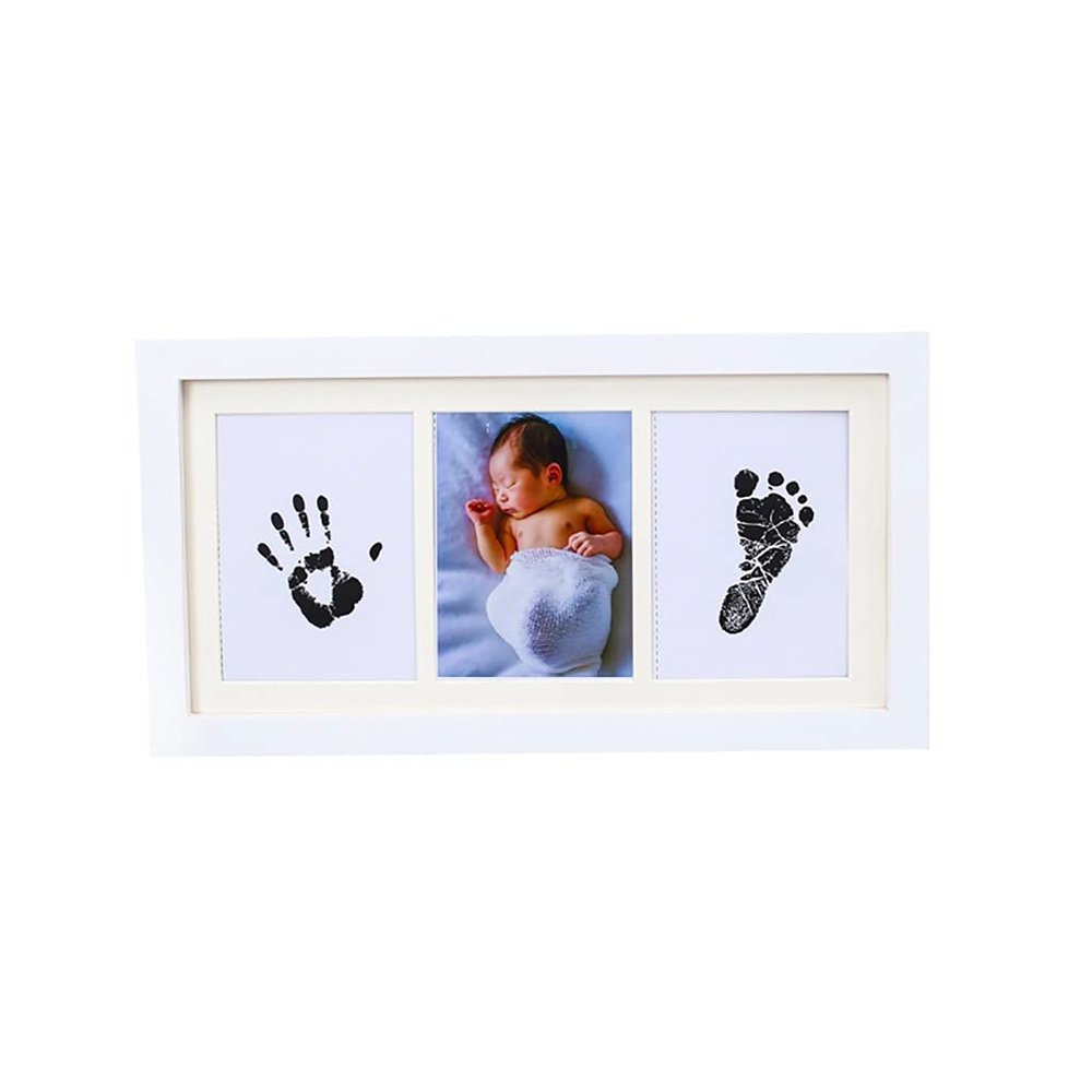 006 Newborn Baby Handprint and Footprint Kit, Baby Keepsake Frame, Baby Picture Frame Kit with Ink Pad, 12.99 * 6.89in, Foot Impression Photo Keepsake for Girl & Boy (Color : Black)
