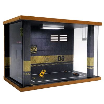 Display Case for 1/18 Diecast Cars,Acrylic Display Case for 1/12 Scale Toy Motorcyle with LED Lighting,D5-3 Open Side Grey