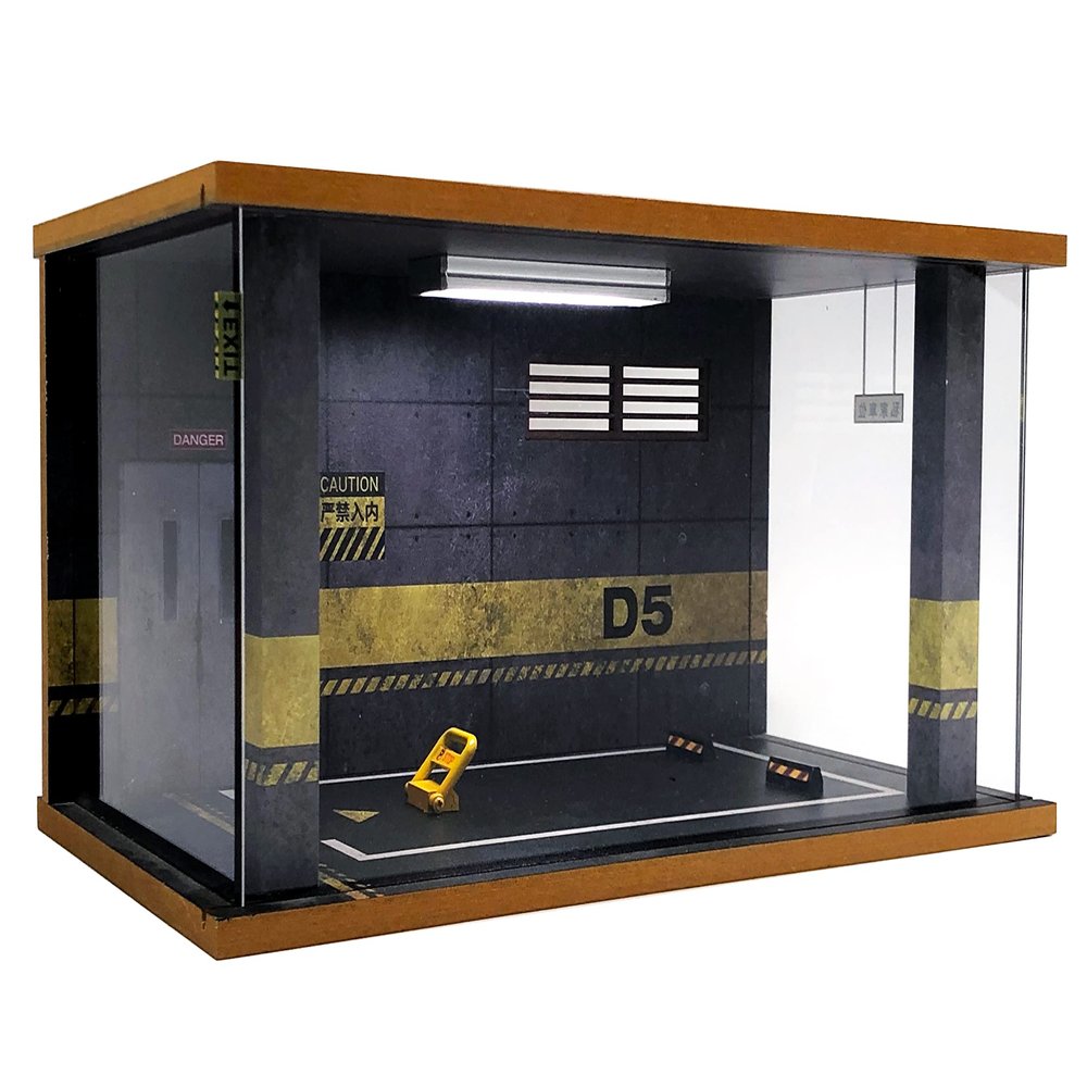 Display Case for 1/18 Diecast Cars,Acrylic Display Case for 1/12 Scale Toy Motorcyle with LED Lighting,D5-3 Open Side Grey