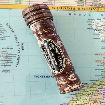 Arch Instruments Handmade Heavy Brass Working 6 Inches Multicolored Kaleidoscope with Beautiful Patina Work with Leather Cover, Best Birthday Gift for Children