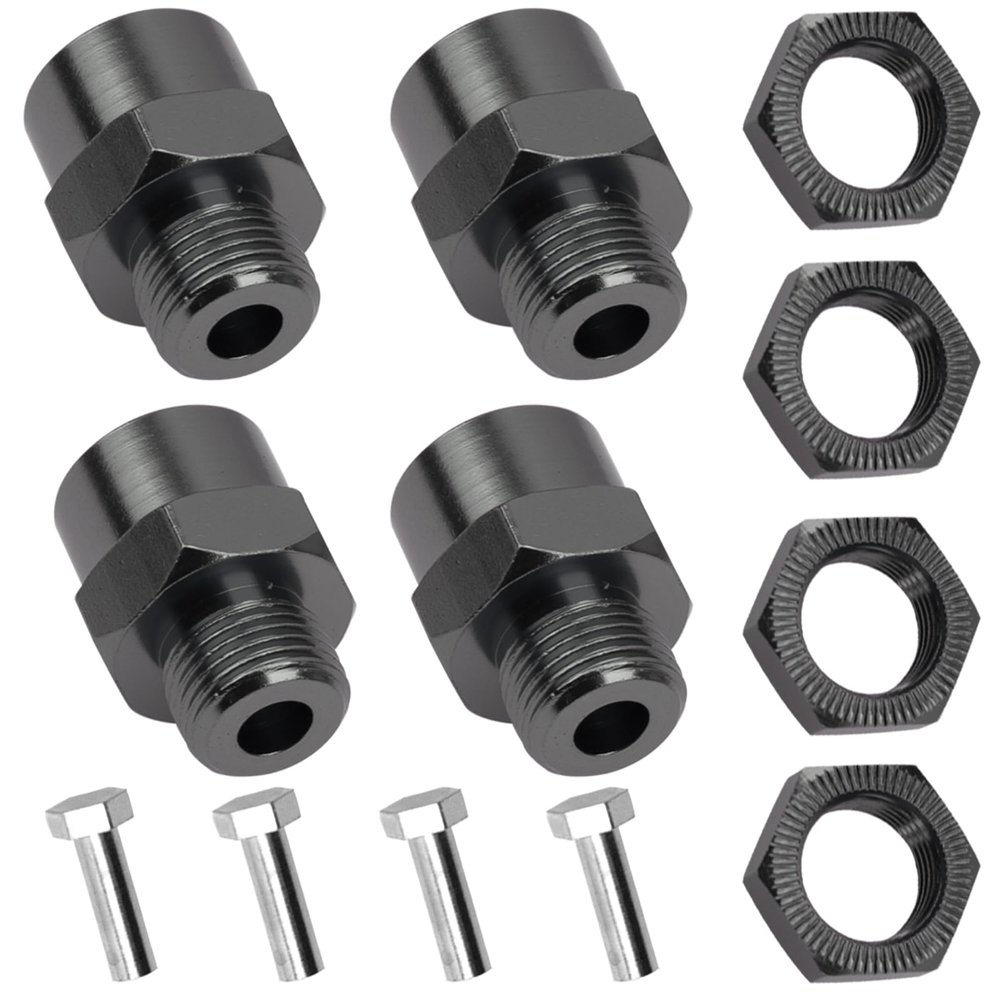 Vgoohobby Aluminum Alloy 12mm to 17mm Wheel Hex Drive Hub Adapter Conversion 15mm Offset Extension for 1/10 Off-Road RC Car Monster Truck (Titanium)