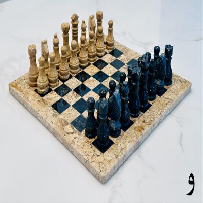 Vintage Marble Chess Set 12" (Coral (Base) & Black)