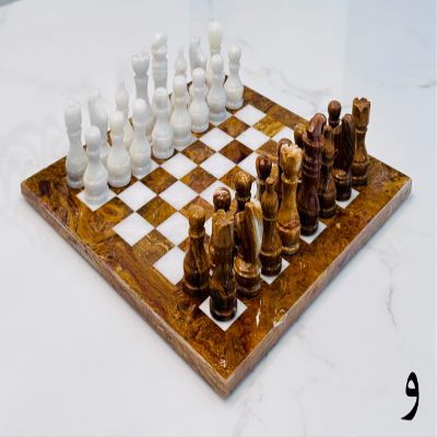 Vintage Marble Chess Set 12" (Brown (Base) & White)