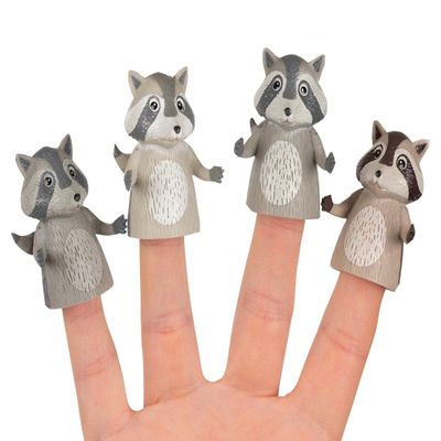 4 Piece Set Finger Raccoons Finger Puppets