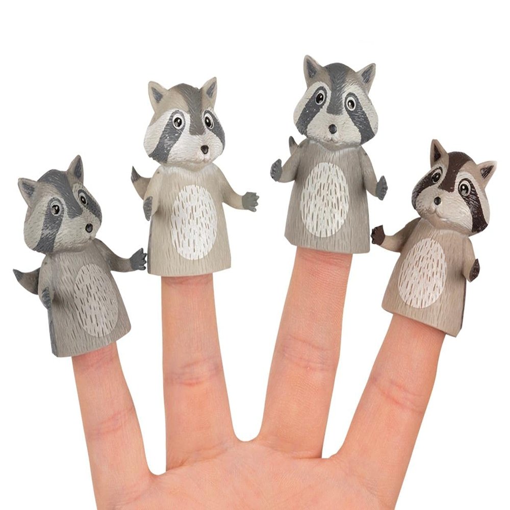 4 Piece Set Finger Raccoons Finger Puppets