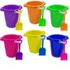 4E's Novelty 6 Pack 7.5" Beach Buckets and Shovels for Kids Bulk - Strong Large Sand Bucket for Toddler Beach Toys for Kids 3-10, SandBox Toys view 1