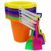 4E's Novelty 6 Pack 7.5" Beach Buckets and Shovels for Kids Bulk - Strong Large Sand Bucket for Toddler Beach Toys for Kids 3-10, SandBox Toys view 2