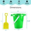 4E's Novelty 6 Pack 7.5" Beach Buckets and Shovels for Kids Bulk - Strong Large Sand Bucket for Toddler Beach Toys for Kids 3-10, SandBox Toys view 4