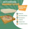 DUSTYPROTE 60-inch Sandbox Cover Square, 420D Heavy Duty Oxford Sand Box Lid, Waterproof & UV Resistant Outdoor Toy Pit Cover with Drawstrings and Buckle Straps, Khaki view 3