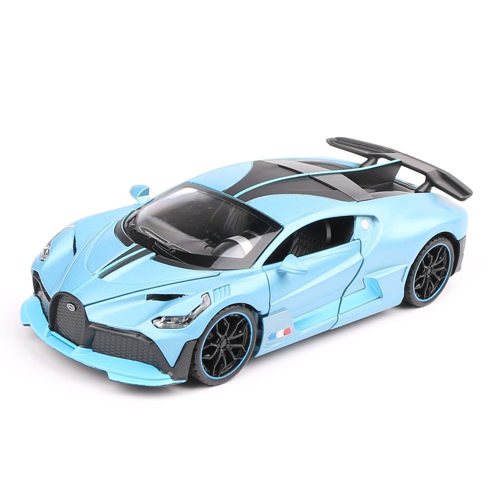 1:32 Bugatti Divo zinc Alloy Pull Back Car Diecast Electronic Toys with Lights and Music,Decorative,Mini Vehicles Toys for Kids,Boyfriend,Young Peoples Gift(Blue)