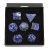 Amogeeli 7pcs Hand-Carved Crystal DND Dice Set, Stone Polyhedral Rolling Dice Kit for RPG MTG COC Table Game, Sodalite view 1