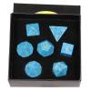 Amogeeli 7pcs Hand-Carved Crystal DND Dice Set, Stone Polyhedral Rolling Dice Kit for RPG MTG COC Table Game, Blue Howlite Turquoise view 1