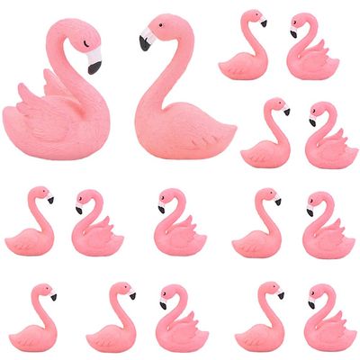 20pcs Miniature Flamingo Figurine Easter Cupcake Toppers, Mini Flamingo Cake Decorations for Flamingo Party Bridal Wedding Fairy Garden Decor