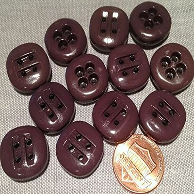 12 Thick Square-ish Very Muted Purple Plastic (SRAK) Buttons Just Over 5/8" 16.8mm