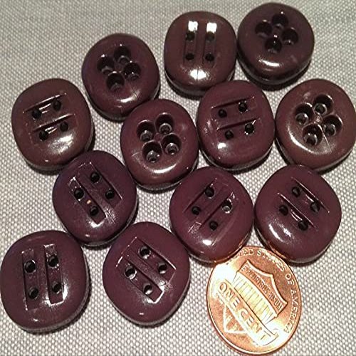 12 Thick Square-ish Very Muted Purple Plastic (SRAK) Buttons Just Over 5/8" 16.8mm