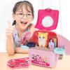 Fancyes Pet Space Bag Kids Doctor Kit Pretend Play Backpack Role Play Educational Learning Toy Child School Simulation for Boy Girl - Pink cat view 3