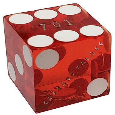 Authentic Nevada Casino Table-Played 19mm Matching Serial Numbers Craps Dice (Sets 2, 3, 4 or 5) with Black Velvet Pouch (Set of 3, Caesar's Palace (Red Polished))
