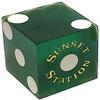 Cyber-Deals Authentic Nevada Casino Table-Played 19mm Matching Serial Numbers Craps Dice (Sets 2, 3, 4 or 5) with Black Velvet Pouch (Set of 3, Sunset Station (Green Frosted)) view 1