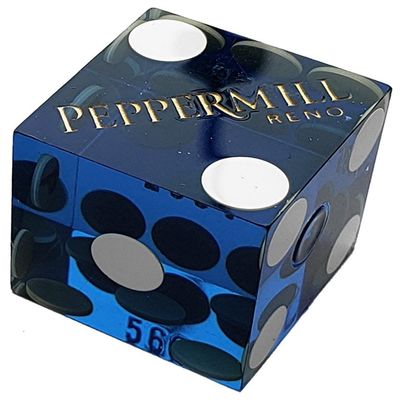 Cyber-Deals Authentic Nevada Casino Table-Played 19mm Matching Serial Numbers Craps Dice (Sets 2, 3, 4 or 5) with Black Velvet Pouch (Set of 5 (Full Stick), Peppermill (Blue Polished))