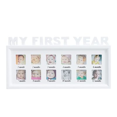 006 Baby's First Year Frame, Baby First Year Frame Baby Picture Keepsake Frame for Photo Memories, First Year Newborn Baby Collage Keepsake Picture Frame for Photo Memories (Color : White)