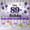 LASKYER Happy 89th Birthday Decorations,89th Purple Balloon Large Birthday Banner Backdrop Sign,89 Years Old Bday Party Supplies. view 1