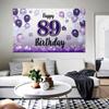 LASKYER Happy 89th Birthday Decorations,89th Purple Balloon Large Birthday Banner Backdrop Sign,89 Years Old Bday Party Supplies. view 4