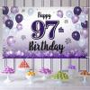 LASKYER Happy 97th Birthday Decorations,97th Purple Balloon Large Birthday Banner Backdrop Sign - Cheers to 97 Years Old Bday Party Supplies. view 1