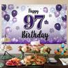 LASKYER Happy 97th Birthday Decorations,97th Purple Balloon Large Birthday Banner Backdrop Sign - Cheers to 97 Years Old Bday Party Supplies. view 3