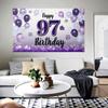 LASKYER Happy 97th Birthday Decorations,97th Purple Balloon Large Birthday Banner Backdrop Sign - Cheers to 97 Years Old Bday Party Supplies. view 4