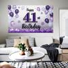 LASKYER Happy 41st Birthday Decorations,41st Purple Balloon Large Birthday Banner Backdrop Sign,41 Years Old Bday Party Supplies. view 4