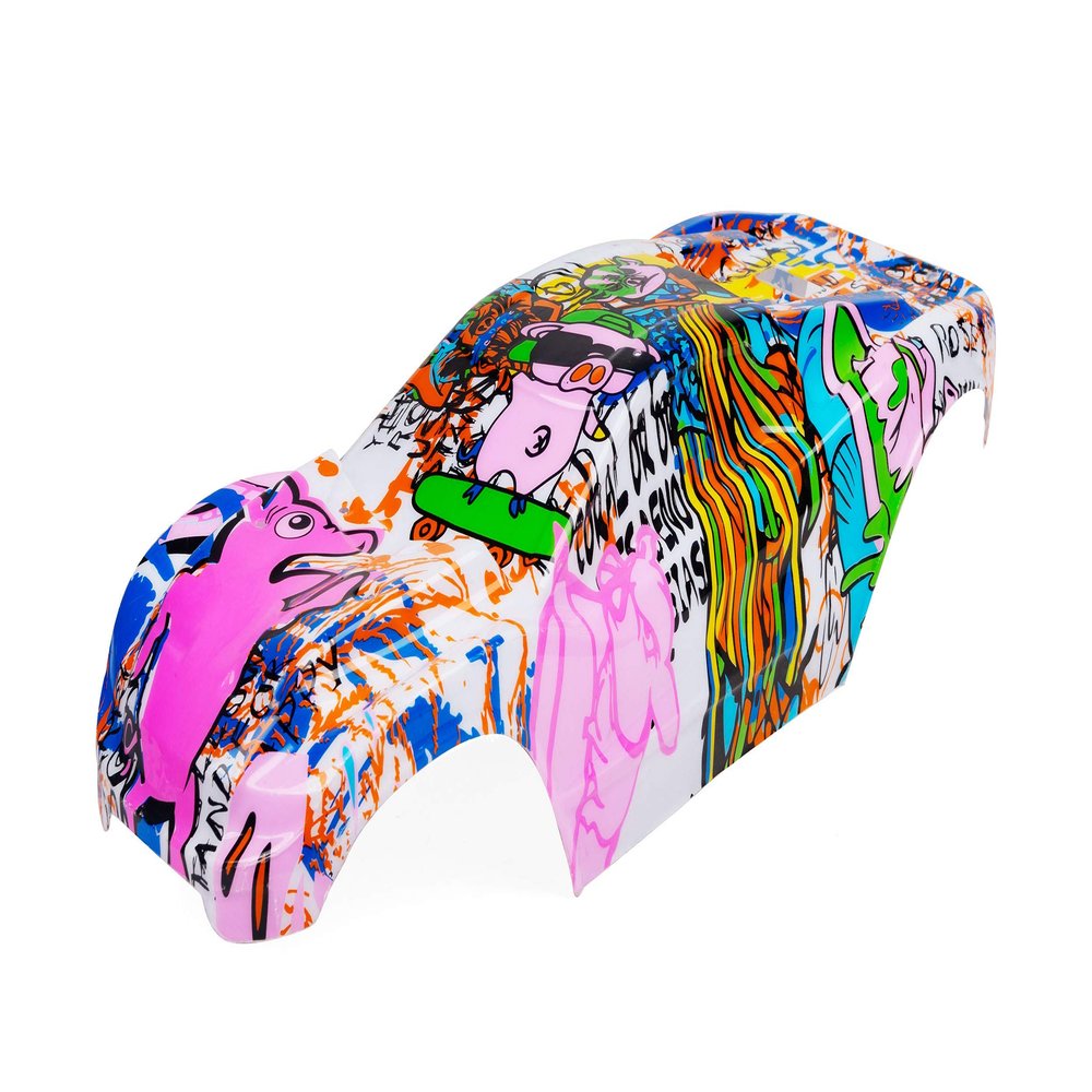 SummitLink Custom Body Graffiti Pink Pig Style Compatible for Rustler 4X4, Rustler BL-2S, Rustler 4x4 Ultimate 1/10 Scale RC Car or Truck (Truck not Included) R4-P-02