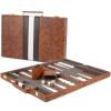 AMEROUS Backgammon Set, 15 Inches Classic Board Game with Leather Case, Folding Board, Gift Package, Portable Travel Strategy Backgammon Game Set for Adults, Kids (Medium, Brown) view 2
