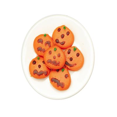 Melody Jane Dollhouse Orange Pumpkin Cookies on Plate Halloween Dining Room Accessory 1:12