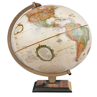 Replogle World Classic Globe, 12" Desktop World Globe For Home or Office Desk Decor, Raised Relief, Up-to-date Cartography, Made in the USA, Antique